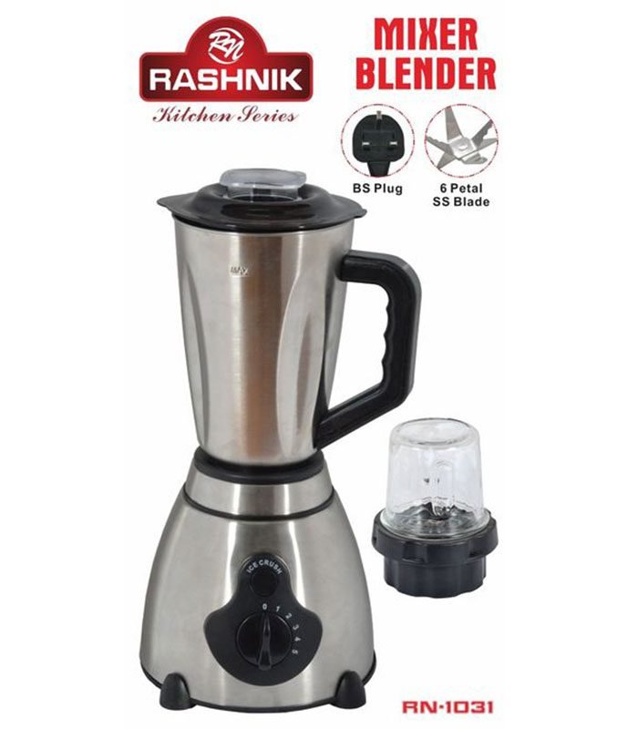 Rashnik Blender Stainless Steel With Glass Jug Mixer Blender - 1.5L RN-1031