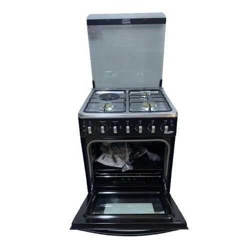 Ecomax Cooker 3Gas Burners with1Hotplate and Electric Oven 60×60 cm Black