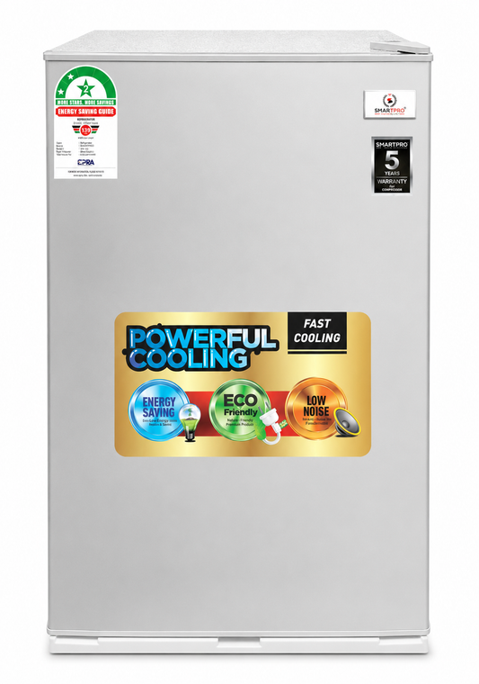 Smartpro Fridge SFR-120-DT-I Single Door Refrigerator, Powerful Cooling, Energy Saving 90 Litres - Silver (5YR WRTY)