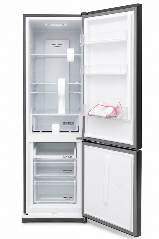 Smartpro Fridge 300L Bottom Freezer Refrigerator SFR-400-DBI – Inverter, Low Noise, Dark Grey