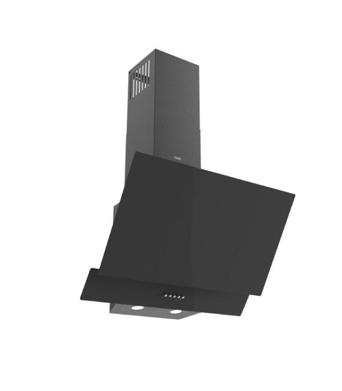 Mika Chimney Hood, Angled, 60cm, Push Button, Black MHA641B2GB