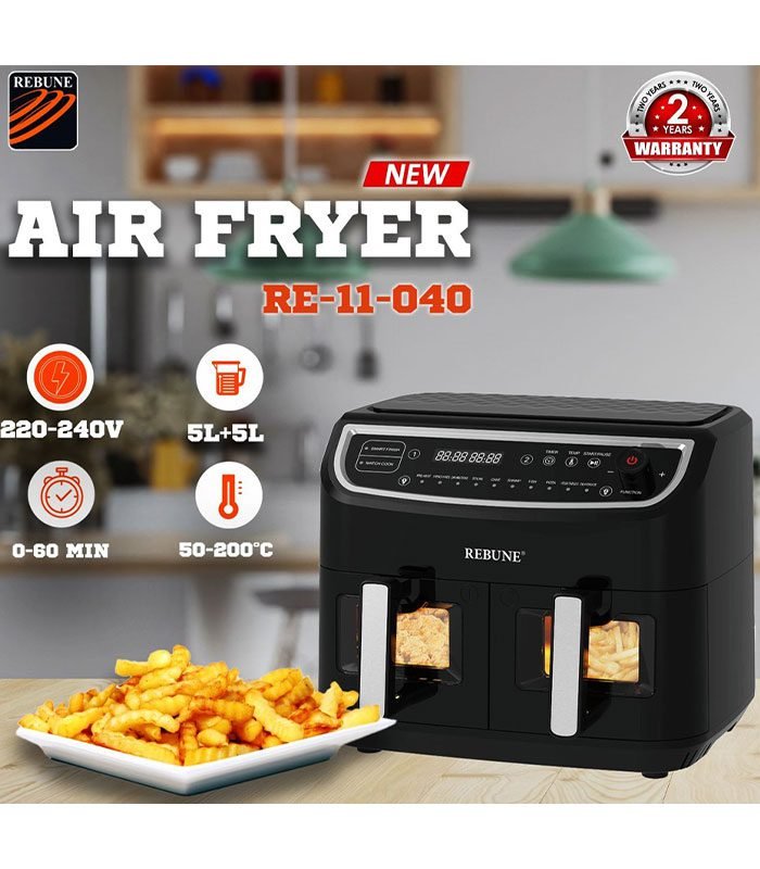 Rebune Air Fryer Oil Less 5 + 5 Liter 1750W RE-11-040