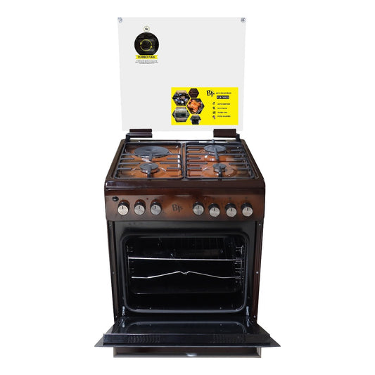 BJS Cooker, Elegance 60x60 3+1 Electric/Gas Cooker - W/ Turbo Fan - Oven 60L Capacity