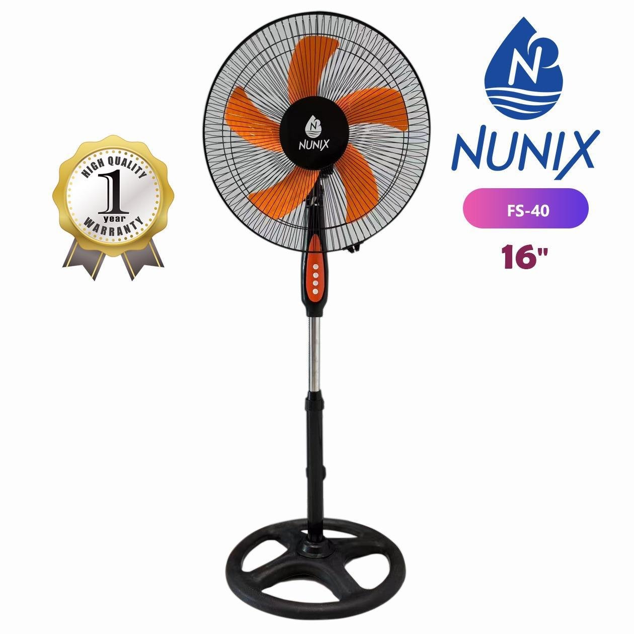Nunix Fan , Stand, 16" With Timer - Blue And White FS 40