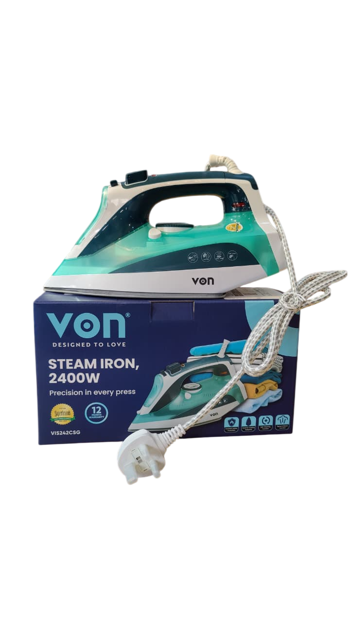 VON Steam Iron VIS242CSG 2400W with Ceramic Soleplate – Green