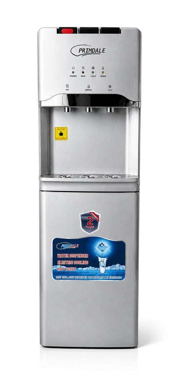Primdale Dispenser with Compressor Hot, Cold & Normal Water 3 Taps, Child Safety Lock, Silver,PMDL-890