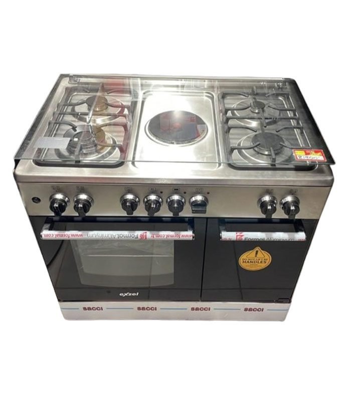 Exzel cooker 90x60cm 4+1 gas standing cooker with electric oven and Gas Cylinder Compartment