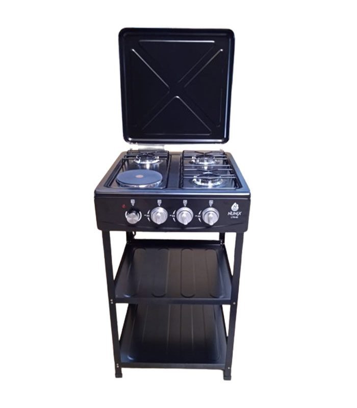Nunix Cooker 3 Gas +1 Electric Plate Cooker Plus Shelves LTS-02