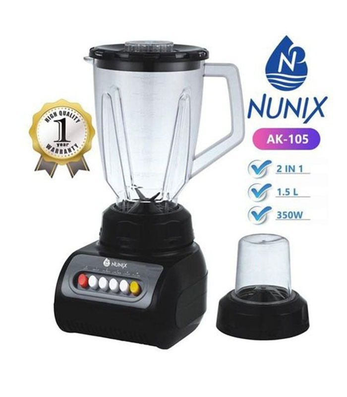 Nunix Blender, AK-105, 2 In 1 Blender With Grinding Machine, 1.5L.