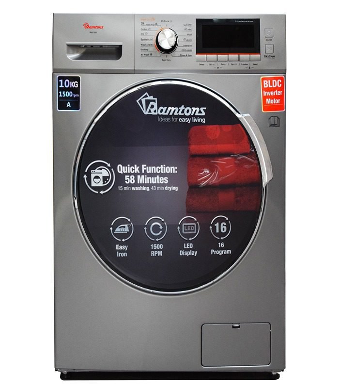 Ramtons Washing Machine Front Load Fully Automatic 10KG Washer 7KG Dryer Silver - RW/160