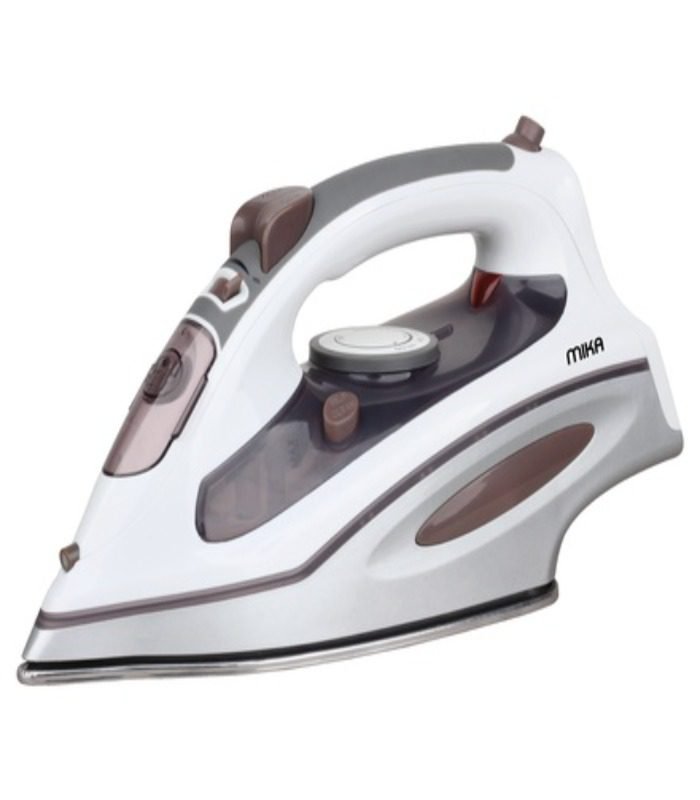 Mika Steam Iron Ceramic Soleplate White Brown & Silver MIST312C