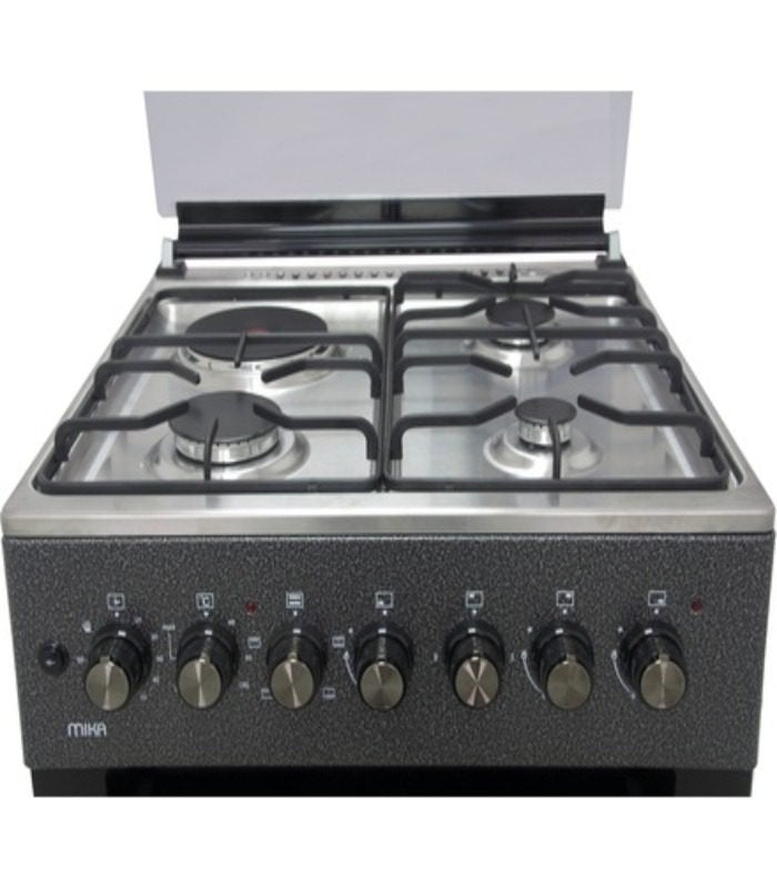 Mika Cooker Standing Cooker 60cm x 60cm 3 Gas Burner + 1 Electric Plate Decor Silver MST6131DS/TR4