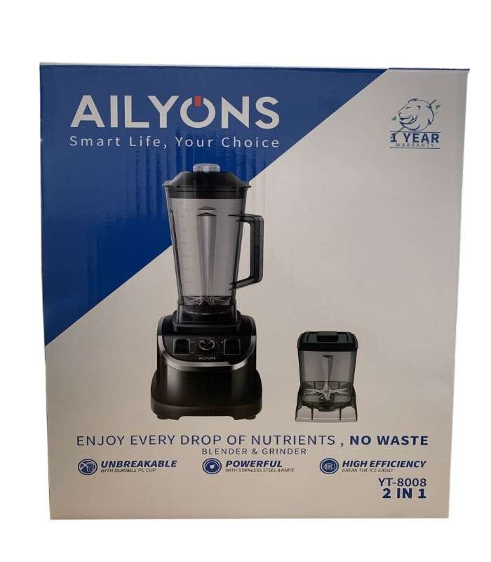 Ailyons Blender 2 In 1 With Grinder Machine 2.0L Black YT-8008.