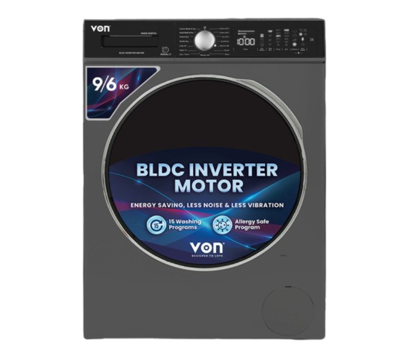 Von Washer Dryer Front Load 9/6 KG - Silver VAWD-906FVK