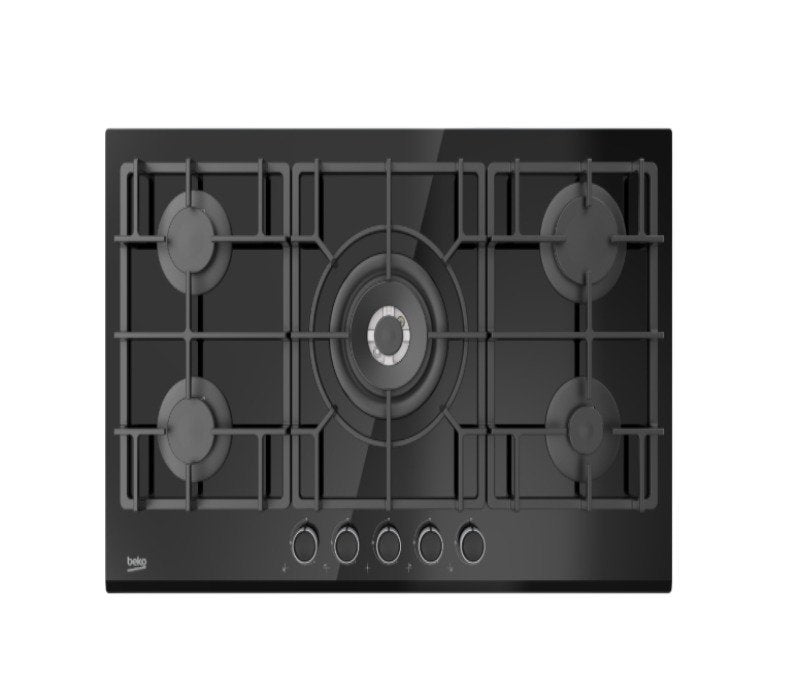 Beko Hob 90cm 5 Gas 1 Wok Glass Black HISW 95225 SEL