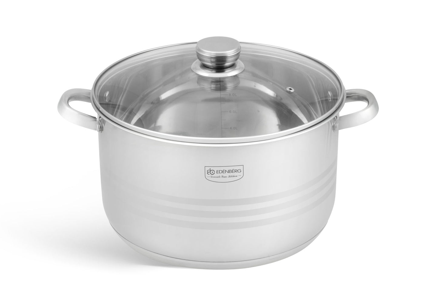 Edenberg Cooking Pot EB-3022 Stainless Steel 17.7L – 34cm – Multi-Ply Base – Glass Lid – Induction Compatible