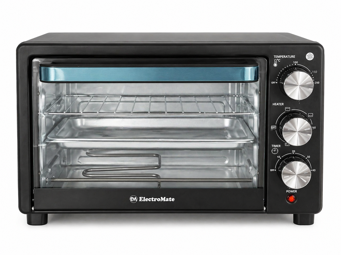 ElectroMate Electric Oven 20L EO02-20L–2000W, Grill and Rotisserie, Multi-Function Baking Oven with Light