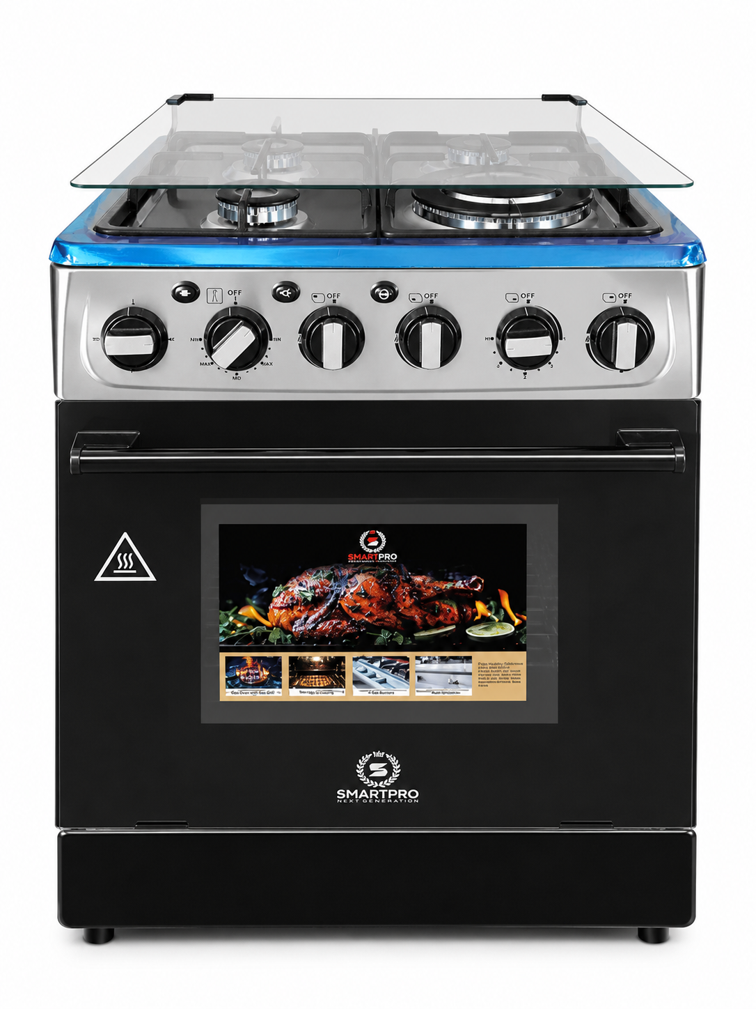 Smartpro cooker SGC-60X60BS – 3gas burners,1electric hotplate and electric oven with rotisserie