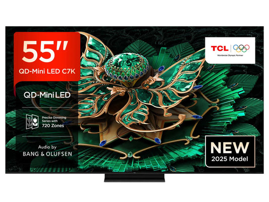 TCL 55” C7K QD-Mini LED 4K Smart TV  144Hz, Bang and Olufsen Audio, Dolby Vision/Atmos, Google TV