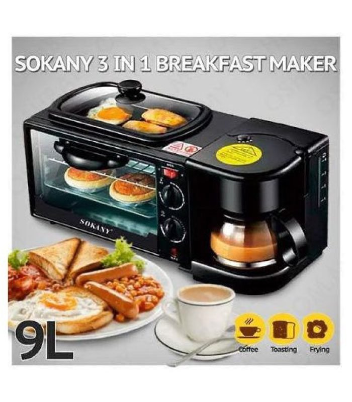 Nunix Breakfast Maker, 3In1 Multi-Function Breakfast Maker +Grill Tea-Coffee BE-12