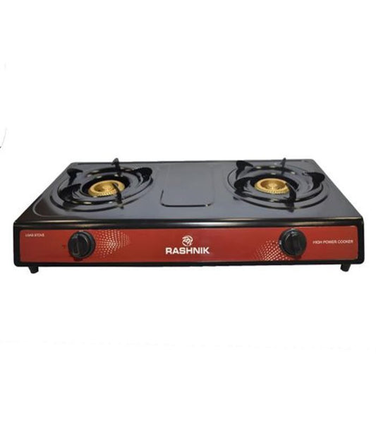 Rashnik Cooker 2 Burner Table Top Gas Stove With Gas Pipe + 13KG Regulator RN-1509