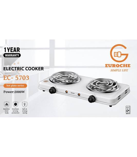 Eurochef Cooker Electric TableTop Two Burners Spiral Coil EC-5703
