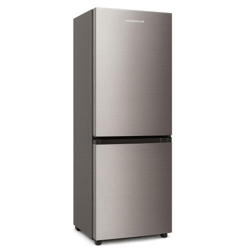 Vision Plus 140L Double Door Refrigerator VPFR140NC – Bottom Mount Freezer, Fast Cooling, Energy Saving, Glass Shelves, Silver
