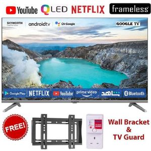Skyworth TV  43Q5 43" inches Smart Android QLED TV, 2K FULL HD TV, HDR 10 Google TV Television, Frameless, Bluetooth Enabled Netflix YouTube Inbuilt Decoder, ICAST SCREEN MIRRORING, + Free TV Guard+Bracket
