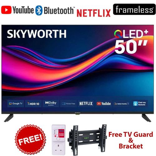 Skyworth Tv 50" Inch Smart QLED Google TV 50Q6000H - 2K HDR Television, Built-In WiFi, Bluetooth, Netflix, YouTube, Google Play Store+FREE GIFTS
