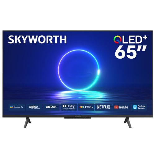 Skyworth Tv 65Q6500H, 65" 4K QLED Smart Google TV,Voice Control, WiFi & Bluetooth Black With FREE +BRACKET+TV GUARD(1YR WRTY)