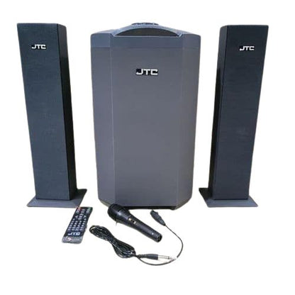 JTC Speaker  J-801 Pro 2.1 Channel Multimedia System – 1200W PMPO, Bluetooth, USB, FM Radio, Remote Control