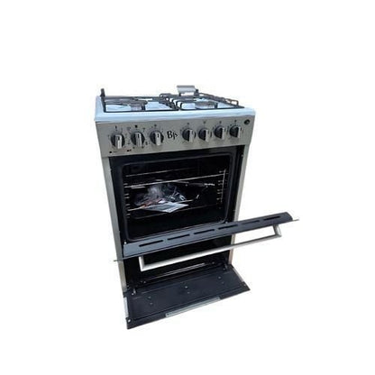BJS Cooker, Elite 60x60 3+1 Electric/Gas Cooker ,Turbo Fan, CAST pan support - Oven 60L Capacity BJS I-6011T Silver