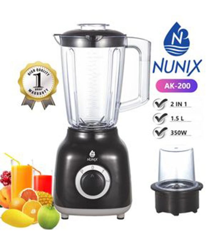 Nunix Blender,  2 In 1 Blender With Grinding Machine 1.5L AK 200