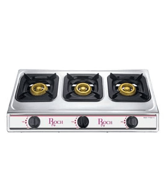 Roch Cooker Two Burners Table Top Gas Stove - Silver RGC-203