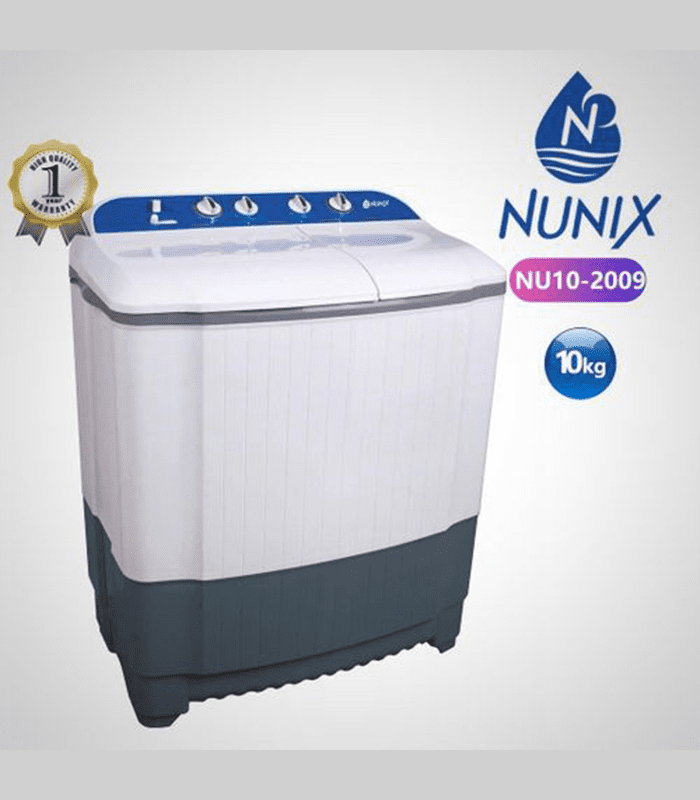 Nunix Washing Machine,  Semi-Automatic Top Load Washing Machine, 10KG Grey