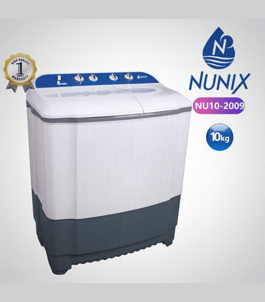 Nunix Washing Machine,  Semi-Automatic Top Load Washing Machine, 10KG Grey
