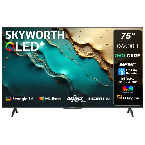 Skyworth Tv 75" Inch 4K UHD QLED Smart Google Android TV, Netflix, Prime Video, Youtube Television with One Year Warranty