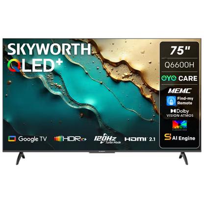 Skyworth Tv 75" Inch 4K UHD QLED Smart Google Android TV, Netflix, Prime Video, Youtube Television with One Year Warranty