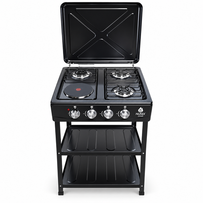 Nunix Cooker 3 Gas +1 Electric Plate Cooker Plus Shelves LTS-02