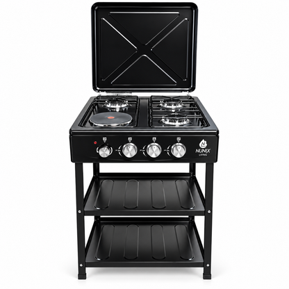 Nunix Cooker 3 Gas +1 Electric Plate Cooker Plus Shelves LTS-02