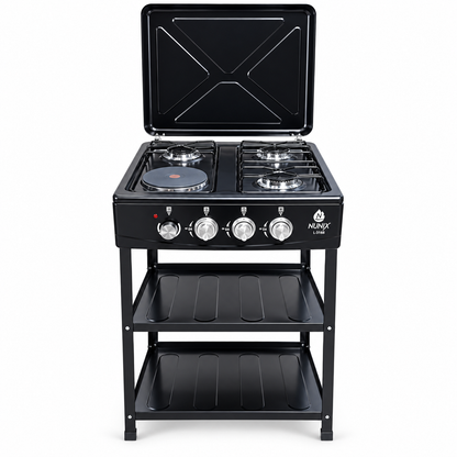 Nunix Cooker 3 Gas +1 Electric Plate Cooker Plus Shelves LTS-02