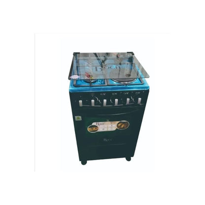 Roch Cooker 50x55cm 3 Gas Burners + 1 Hotplate Cooker - Black (1 YR WRTY) RGC-50G1EO-G