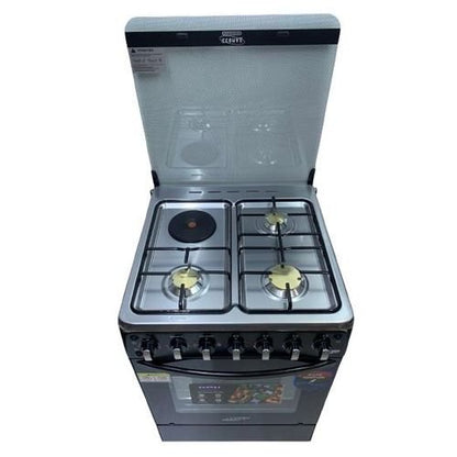 Ecomax Cooker 3Gas Burners with1Hotplate and Electric Oven 60×60 cm Black