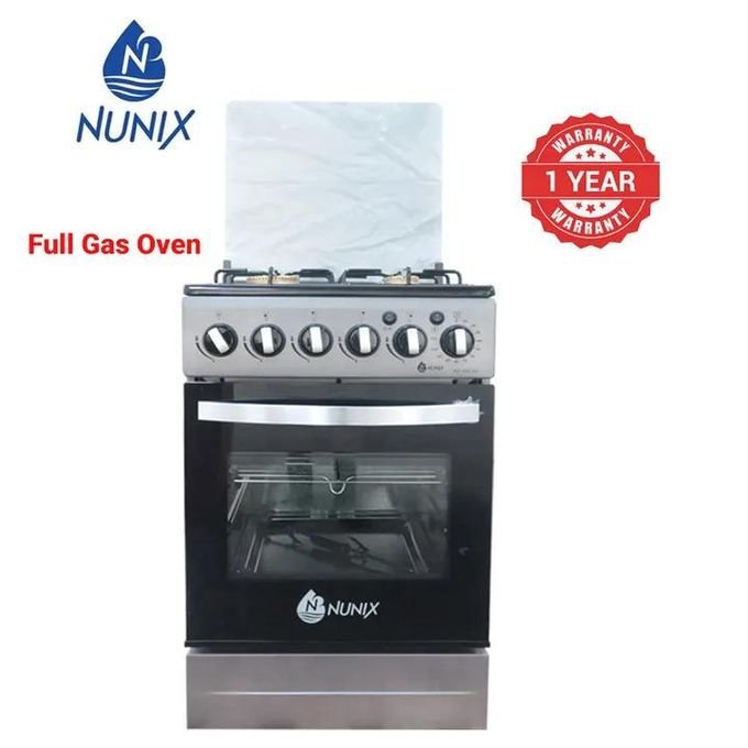Nunix Cooker Free Standing 4 Gas Burner Cooker With Gas Oven