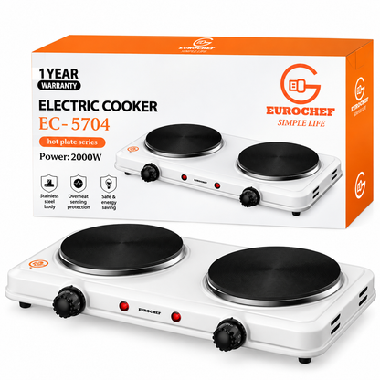 Eurochef Cooker Electric Table Top Two Burners Hotplate  EC-5704