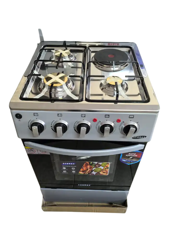 Ecomax Cooker 50x55cm 3 Gas Burners + 1 Hotplate Cooker