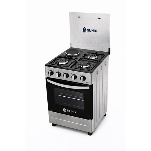 Nunix Cooker 50×55cm 3 Gas Burner, 1 Electric plate With Electric Oven KZ-560-3G1E-K