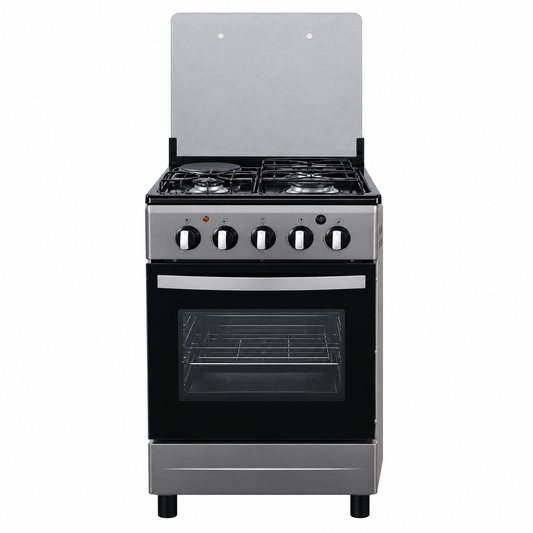 Nunix Cooker Free standing 3 Gas Burner, 1 Electric plate With Gas Oven KZ-560-3G1E-S-50×55cm
