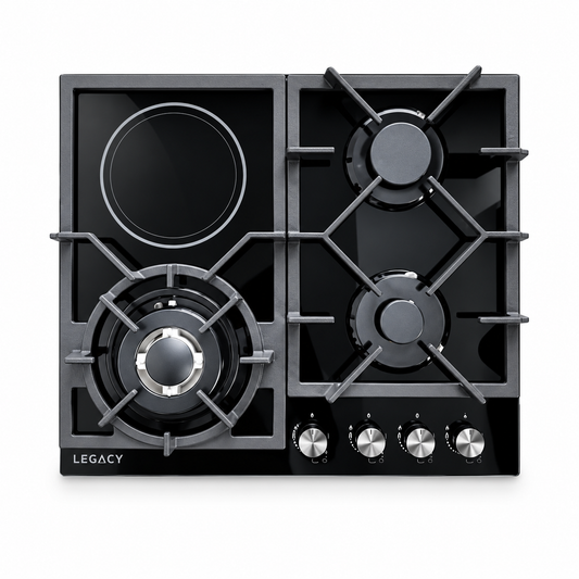 Legacy Hob 3 gas burners(1WOK) 1 Ceramic Plate Built in Glass NY-QB4001