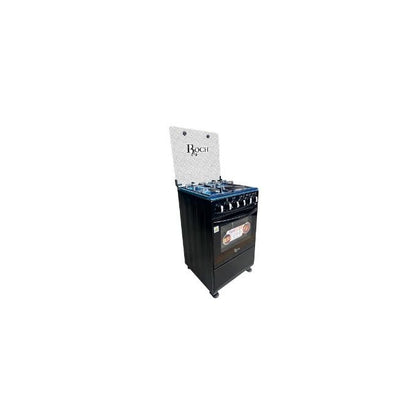 Roch Cooker 50x55cm 3 Gas Burners + 1 Hotplate Cooker - Black (1 YR WRTY) RGC-50G1EO-G